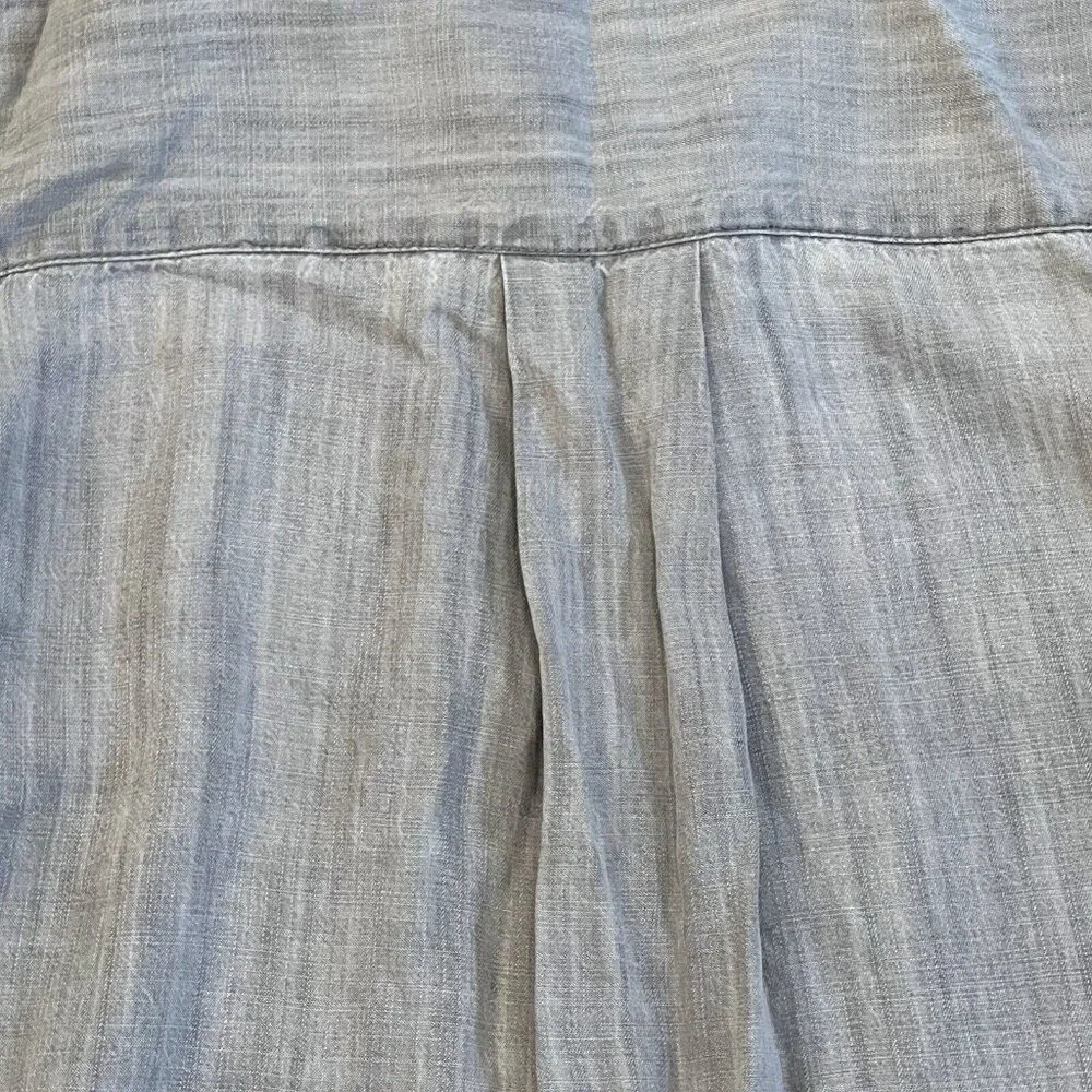 Dex Women’s Denim Mini Shirt Dress Size Small Embroidered Pocket Gray Burgundy - Picture 5 of 11